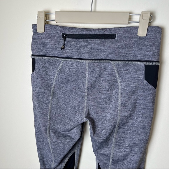 Lululemon Women’s Pace Rival Crop Leggings Black Gray Size 4 Pockets Mid Rise - Picture 7 of 13